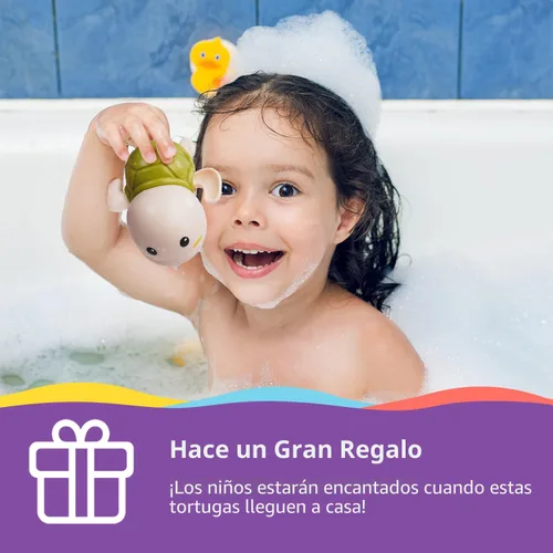 Miniatura 6 de LiKee Juguetes de baño, paquete de 3 con 3 colores, lindas tortugas de natación, juguetes de cuerda para bebés de 1 año en adelante, juguetes