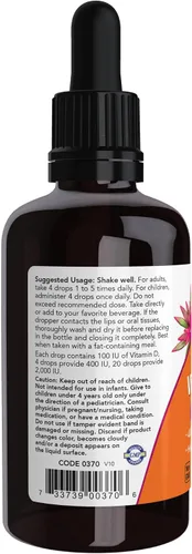 Miniatura 3 de NOW Suplementos, vitamina D-3 líquida, huesos fuertes*, soporte estructural*, 2 onzas (paquete de 2)