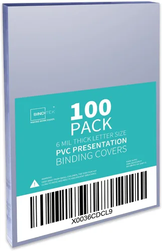 Miniatura 16 de Binditek paquete de 50 portadas de encuadernación transparentes de PVC de 8 mil, 11 x 17 pulgadas, tamaño tabloide, esquinas cuadradas, sin