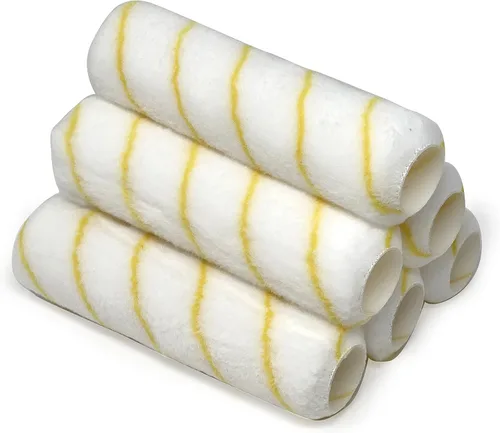 Allgala Cubiertas de rodillo de pintura, paquete de 6 cubiertas de rodillo de pintor de 9 pulgadas, sin pelusas, para siestas de rodillo de 1/2
