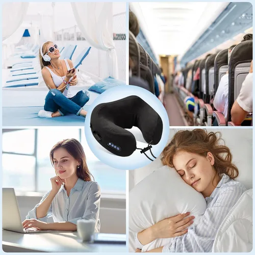 Miniatura 6 de Masajeador eléctrico de cuello, almohada de masaje con amasado calefactado portátil, masajeador Shiatsu recargable en forma de U para hombro