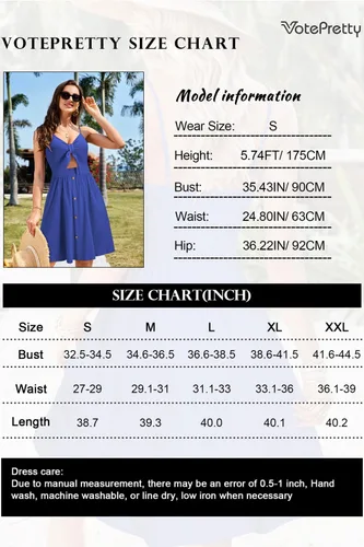 Miniatura 4 de VOTEPRETTY - Vestidos de playa para mujer, con estampa floral, cuello en V, nudo al frente, tirantes finos y bolsillos