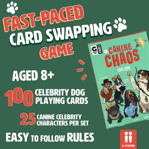 Miniatura 3 de Ginger Fox Canine Chaos Card Swapping Game - Reclama tu camino a la victoria coleccionando personajes de celebridades caninas locas