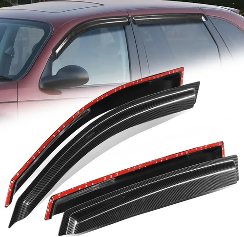 Auto Dynasty 4 piezas viseras de ventana con patrón de fibra de carbono compatibles con Chrysler PT Cruiser 2001-2010, deflectores de ventana