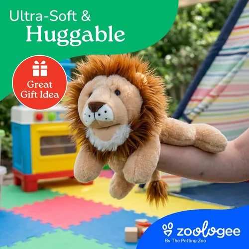 Miniatura 6 de The Petting Zoo Marioneta de peluche de mano de león, regalos para niños, animales de marioneta, juguete interactivo de peluche de 16 pulgadas