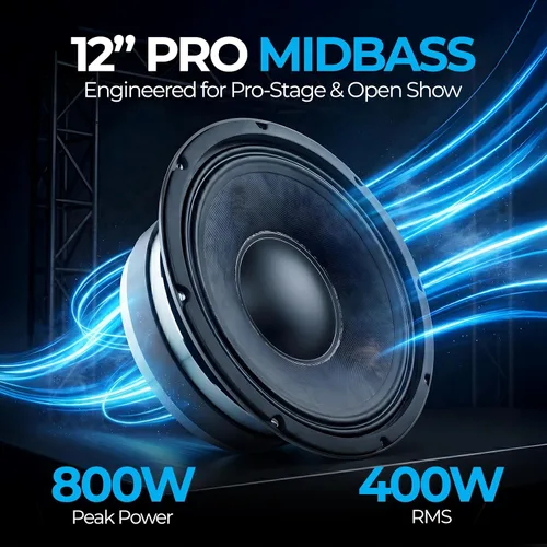 Miniatura 2 de Massive Audio MC12II - Altavoz de rango medio de 12 pulgadas 400 W RMS / 800 W máximo, 8 ohmios, controlador de audio profesional SPL alto, voz