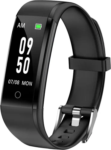GRV Reloj con podómetro Bluetooth, no necesita teléfono, contador de pasos, calorías, rastreador de sueño para caminar, correr, para hombres y Negro