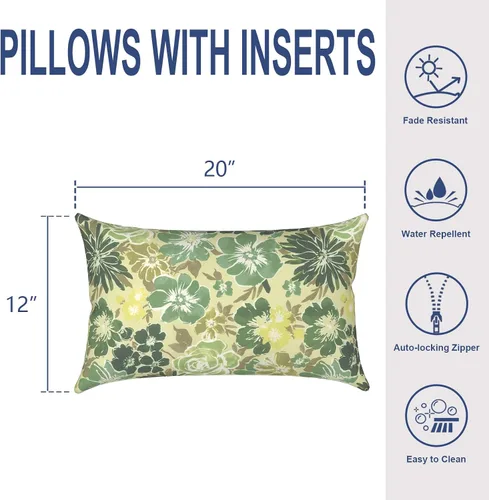 Miniatura 59 de Juego de 2 almohadas para exteriores de 16 x 16 pulgadas, repelentes al agua con interiores, para muebles de patio, hogar, jardín, geometría bohemia