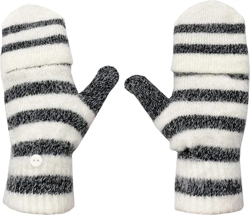 Miniatura 108 de Beurlike Guantes de invierno para mujer, de lana cálida, a prueba de viento, convertibles, sin dedos