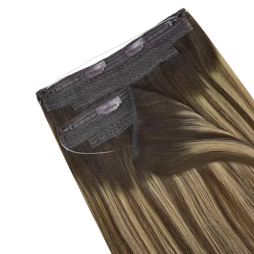 Miniatura 130 de Easyouth Extensión de cabello humano rubio con cola de caballo, extensiones de cabello humano rubio dorado con reflejos rubios, extensiones