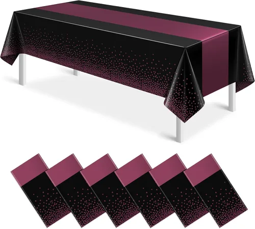 Miniatura 36 de MASHAN 1 mantel negro y azul para decoración de fiesta, mantel de plástico negro impreso azul, funda rectangular desechable para cumpleaños, boda
