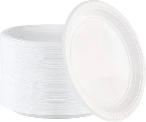 Miniatura 16 de Plasticpro Cuencos redondos de plástico para microondas, desechables, color blanco, vajilla (200, 16 onzas)