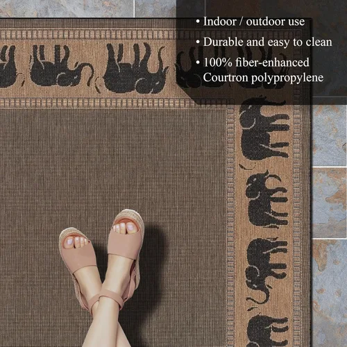 Miniatura 9 de Couristan Recife - Alfombra de área para interiores y exteriores, 7 pies 6 pulgadas x 10 pies 9 pulgadas, color negro cacao, alfombra duradera