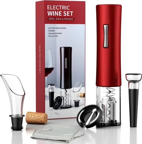 Miniatura 8 de Abrebotellas de vino, kit de abridor de botellas de vino con cortador de aluminio, funciona con pilas, adecuado para viajes, reuniones, fiestas