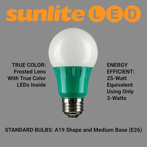Miniatura 5 de Sunlite 80146 - Foco de luz LED de color A19, 3 W (equivalente a 25 W), base mediana E26, no regulable, certificación UL, decoración de fiestas