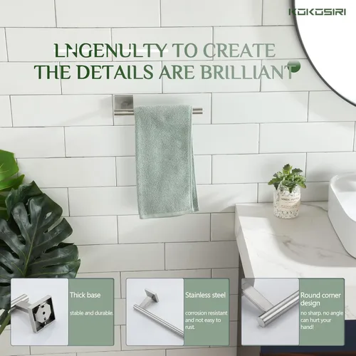 Miniatura 4 de KOKOSIRI Toallero de níquel cepillado, accesorios de baño, barras de toalla de mano, montaje en pared, gabinete de cocina, soporte de papel de acero