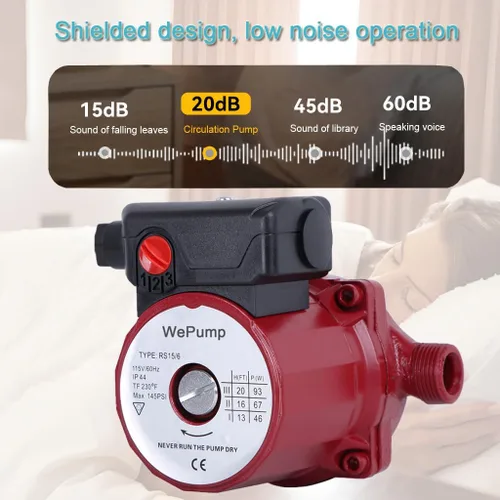 Miniatura 3 de NPT 3/4 '' Bomba de circulación de agua caliente doméstica 93W Bomba de recirculación para cabezal de ducha (RS15-6R)