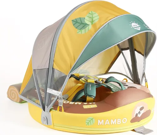 Miniatura 14 de Mambobaby Flotador de piscina para bebé con toldo, flotadores infantiles no inflables con cola sólida, suave, impermeable, agradable a la piel