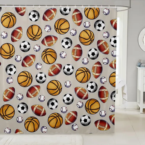 Miniatura 26 de Feelyou Accesorios impermeables de baño de cereza roja con 12 ganchos, cortina de ducha de frutas de dibujos animados para niñas, mujeres y niños