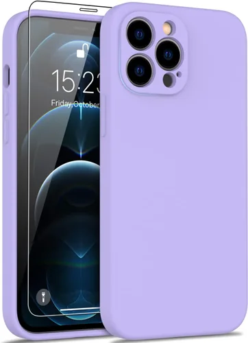 Miniatura 9 de DEENAKIN Funda de silicona compatible con iPhone 12 con protector de pantalla, mejora la protección de la cámara, funda protectora suave y flexible
