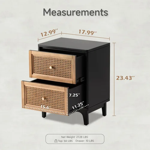Miniatura 2 de COZAYH Mesita de noche de estilo granja moderna completamente ensamblada con líneas limpias, mesa auxiliar con 1 cajón, negro