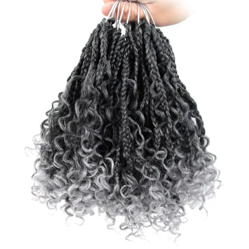 Miniatura 38 de Niseyo - Caja diosa con trenzas de pelo a crochet de 8 pulgadas, paquete de 8 unidades, trenzas de caja a crochet cortas, extremos rizados