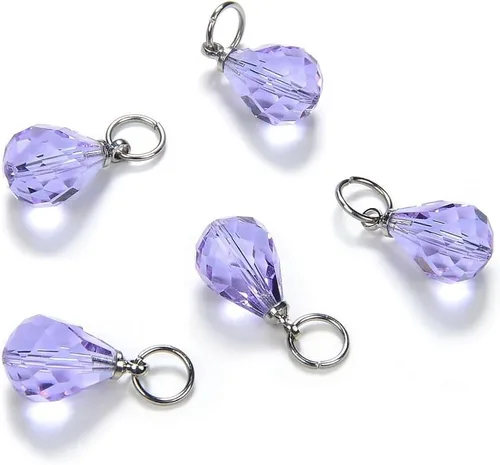 Miniatura 14 de 10 cuentas sueltas de piedra natal de enero de Adabele de 0.394 pulgadas con forma de lágrima austriaca roja y pera, cuentas de gota con anillos