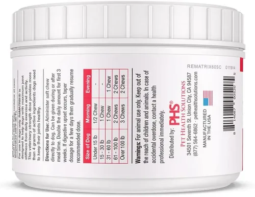 Miniatura 5 de ReMATRIX Suplemento de apoyo articular para perros, glucosamina, condroitina, MSM, omega-3, alivio del dolor de cadera y articulaciones y apoyo