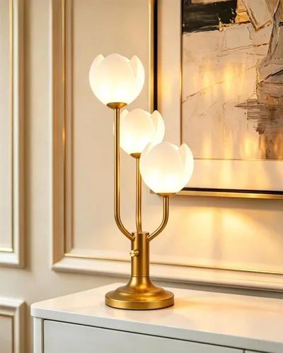 Miniatura 10 de Lightdot Lámpara de Mesa de Flores Doradas para Dormitorio, 2 Cabezas Florales 3000K Luz Blanca Cálida Regulable Lámparas de Mesita de Noche