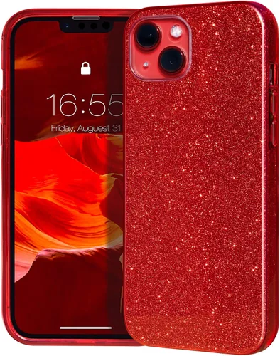 MATEPROX Funda compatible con iPhone 13 Mini, fundas protectoras Bling Sparkle para niñas y mujeres, diseño de Navidad (rojo)