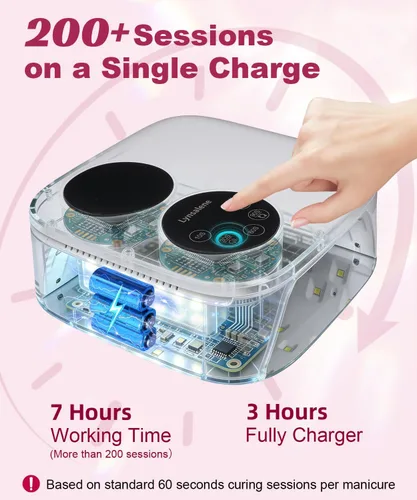 Miniatura 3 de Lámpara de uñas inalámbrica de 80 W con base magnética desmontable, pantalla de doble pantalla y luz de uñas de gel, luz UV/LED profesional