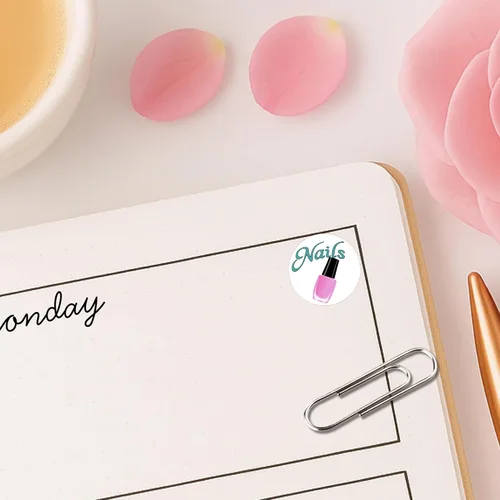 Miniatura 4 de Planificador de uñas, 54 calcomanías de vinilo divertidas (1/2 pulgadas), día de salón de manicura, tiempo de cuidado personal de belleza