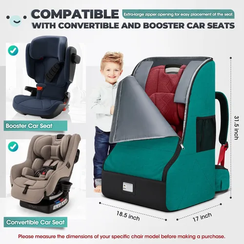 Miniatura 2 de RAINSMORE Bolsa de viaje acolchada para asiento de coche para avión, mochila de asiento de coche resistente para viajes aéreos, bolsas de funda
