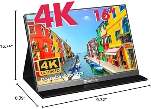Miniatura 8 de MAGICRAVEN Monitor portátil 4K, pantalla de computadora portátil IPS de 16" 3840 x 2400, 1500:1, 400 Nits pantalla USB C HDMI pantalla