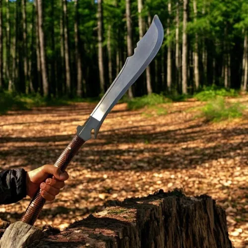 Miniatura 6 de 25 "acero D2 caza Bowie Machete cuchillo Full Tang HRC-56-58 Razor Sharp Serration con espuma