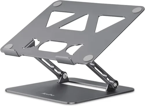 Miniatura 13 de Aoviho Soporte ajustable para laptop para escritorio, soporte portátil y elevador, soporte plegable de aluminio para computadora portátil para Negro