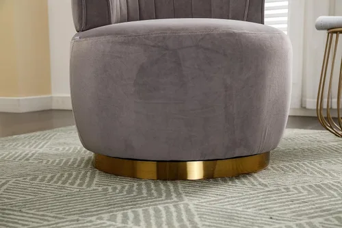 Miniatura 6 de NewCosmos Sillas giratorias de 360 grados para sofá, sillones redondos con tapizado ancho, silla de tela de terciopelo esponjoso para sala de estar
