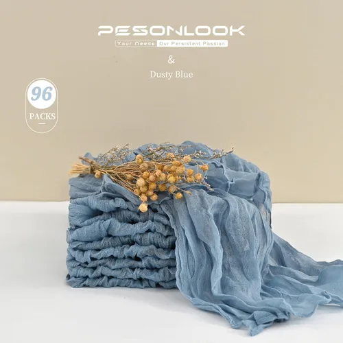 Miniatura 3 de 96 servilletas de gasa azul polvoriento, 20 x 20 pulgadas, servilletas de cena de lino rústico bohemio arrugadas para bodas, cenas, uso diario