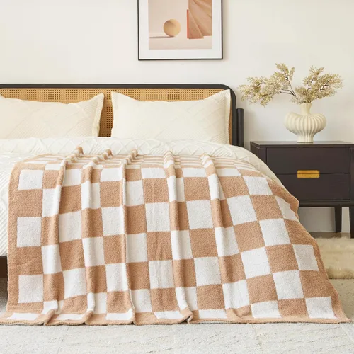 Miniatura 2 de Manta a Cuadros, Mantas Suaves y Acogedoras para Sofá Cama, Manta de Picnic de Viaje a Cuadros Esponjosa Ligera y Cómoda, Regalos para Sofá Silla