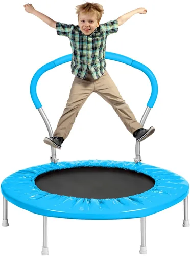 Lyromix - Trampolín de 36 pulgadas para niños con asa - Mini trampolín interior para niños pequeños, pequeño rebotador de fitness para uso en