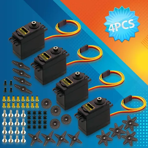 Miniatura 3 de Paquete de 4 servomotores MG995 de 1.94 oz de engranaje de metal servo motor digital para Arduino Futaba JR RC helicóptero coche barco robot
