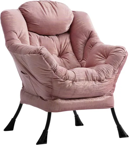 Miniatura 22 de HollyHOME - Silla perezosa con reposabrazos y bolsillo lateral, cómoda silla de sala de acento, sofá de ocio para sala de estar, recámara