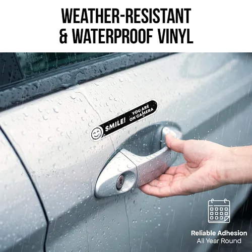 Miniatura 6 de Calcomanías para cámara Smile You're On (8 piezas) – Adhesivo fuerte, resistente al agua, letreros de «You are on» Tamaño 5 x 1 pulgadas. Adhesivos
