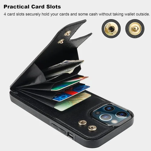 Miniatura 4 de Folosu Funda compatible con iPhone 13 Pro Max con soporte para tarjetas, rotación de 360°, soporte de anillo de dedo con función atril, bloqueo