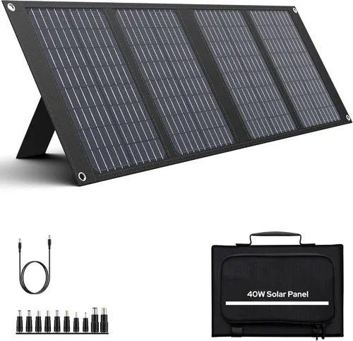 Miniatura 9 de Paneles solares portátiles de 60 W, cargador de panel solar plegable para estación de energía portátil (menos de 500 W), con soportes ajustables
