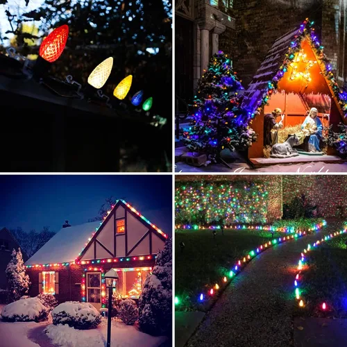 Miniatura 6 de Paquete de 50 bombillas LED multicolor C9 de repuesto, bombillas LED C9 de plástico inastillables e impermeables para tiras de luces al aire libre