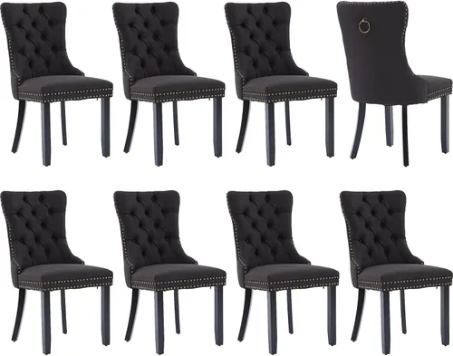 Miniatura 121 de Juego de 2 sillas de comedor modernas, sillas de comedor tapizadas acolchadas con patas de madera maciza, silla de cocina de tela de lino beige