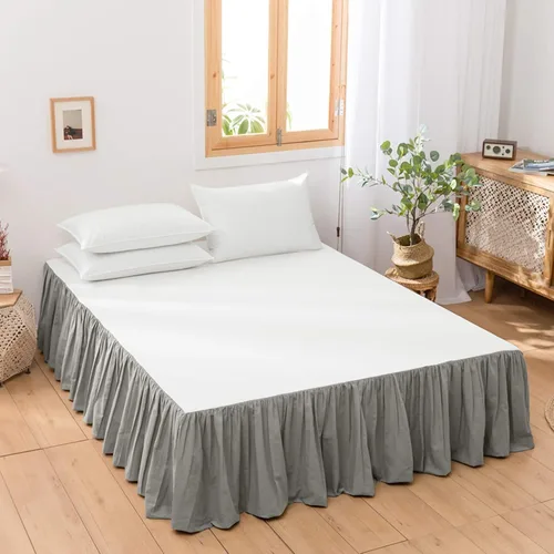 Miniatura 25 de BISELINA - Falda de cama de lino francés con volantes plisados de 22 pulgadas, caída a medida, mezcla natural de lino y algodón, funda para cama