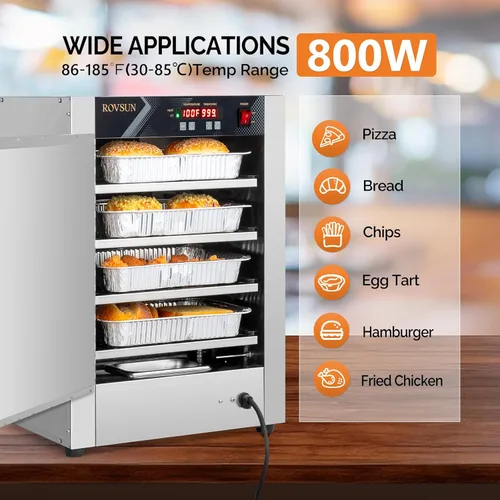 Miniatura 3 de ROVSUN Calentador de pizza con estantes extraíbles, bandeja de agua, calentador de pretzel, calentador de alimentos eléctrico comercial, calentador