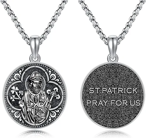 Collar con colgante de San MiguelSan CristóperSan SebastiánGuadalupeÁngel de la GuardaSanta MuerteJudeJoseph para hombres y mujeres, plata de ley